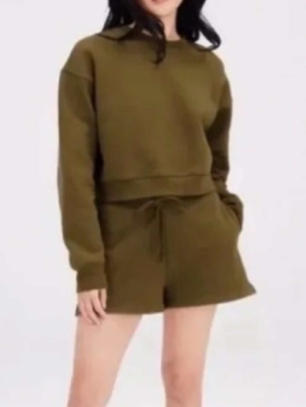 Girlfriends Collective 50/50 Crew Neck Pullover Sweatshirt in Forest - Picture 4 of 7